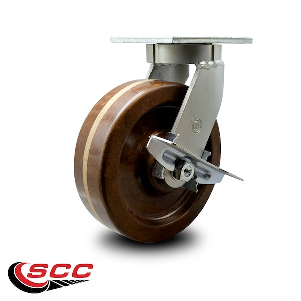 10 Inch Extra Heavy Duty High Temp Phenolic Wheel Swivel Caster with Brake SCC